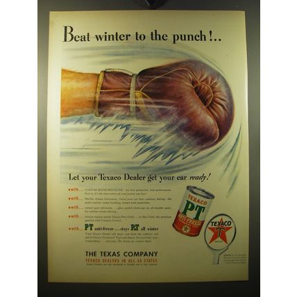 1950 Texaco PT Anti-Freeze Ad - Beat winter to the punch