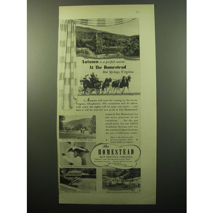 1950 The Homestead Resort Ad - Autumn is a perfect season at the Homestead