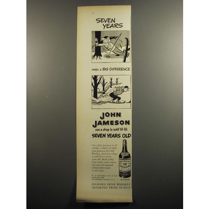 1951 John Jameson Whiskey Ad - Seven years make a big difference - Skiing