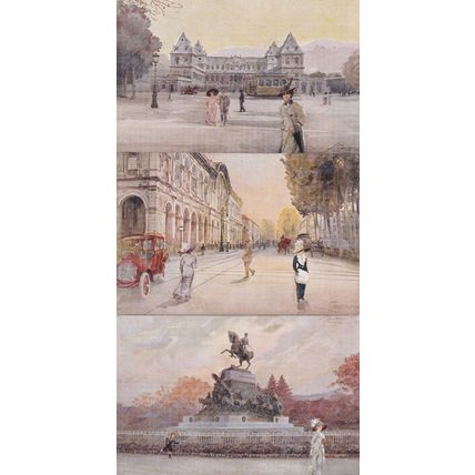 Stazione Porta Nuova Torino 3x Old Italian Painting Postcard