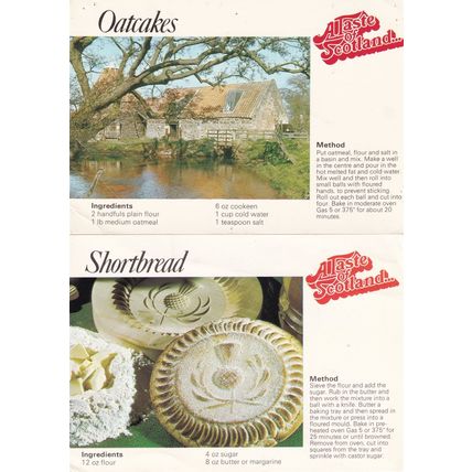 Shortbread Scottish Oatcakes 2x Scotland Cookery 1980s Jarrolds Postcard s