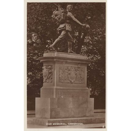 War Memorial Cambridge Statue Vintage Real Photo Postcard