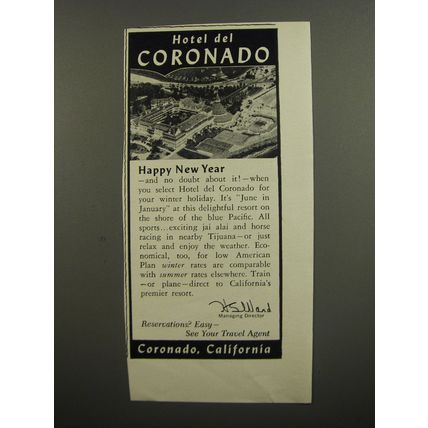 1953 Hotel del Coronado Ad - Happy New Year