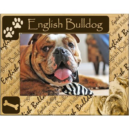 English Bulldog Laser Engraved Wood Picture Frame Landscape (8 x 10)