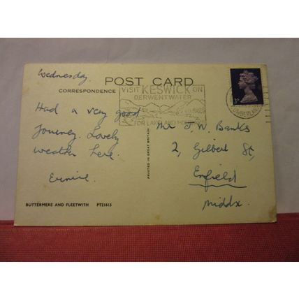 BUTTERMERE AND FLEETWITH, CUMBRIA used postcard by J Arthur Dixon 1967 pm =