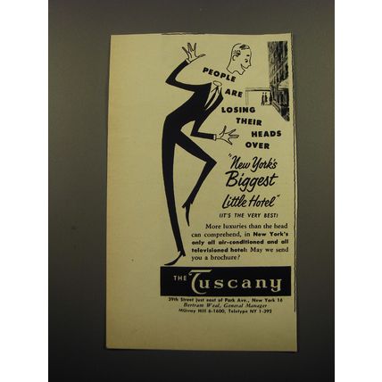 1955 The Tuscany Hotel Ad - People are losing their heads over