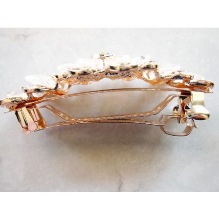 Creme flower shaped crystal hair barrette clip bridal clip bridal barrette