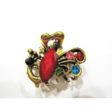 small mini metal jeweled antique peacock bronze hair claw clip