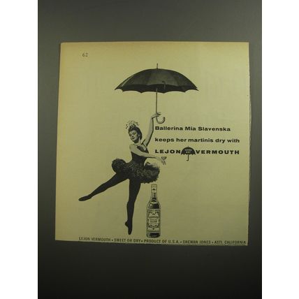 1956 Lejon Vermouth Advertisement - Mia Slavenska