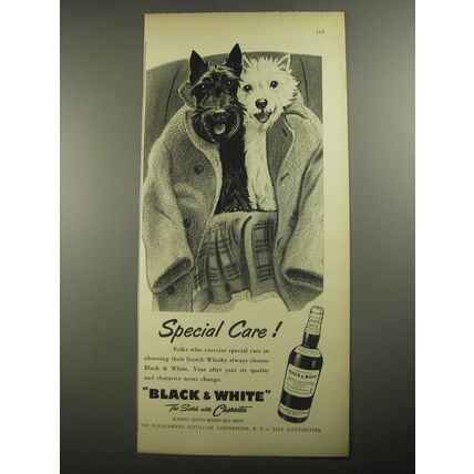 1956 Black & White Scotch Ad - Special Care