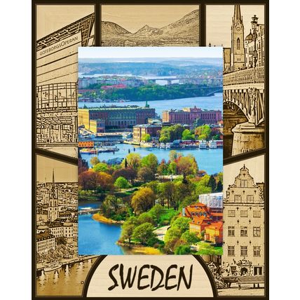 Sweden Laser Engraved Wood Picture Frame Portrait (4 x 6)