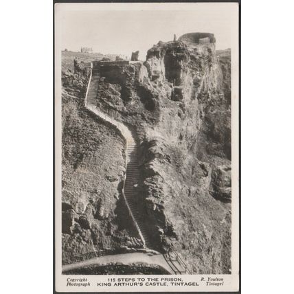 Steps to the Prison, King Arthur's Castle, Tintagel, 1951 - Youlton RP Postcard