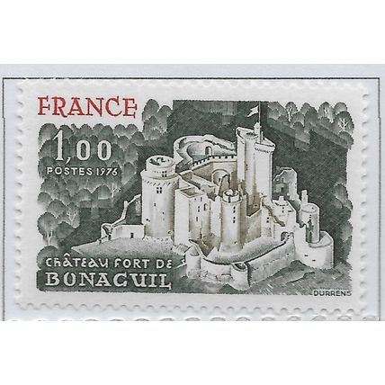 FRANCE 1976 MINT MOUNTED MH TOURISM BONACUIL CASTLE TOWER FLAG BATTLEMENTS