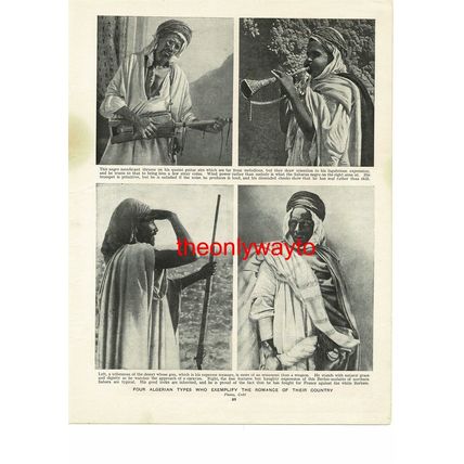 Algerian Men, Instruments & Dress, Algeria, Book Illustration (Print), c1930