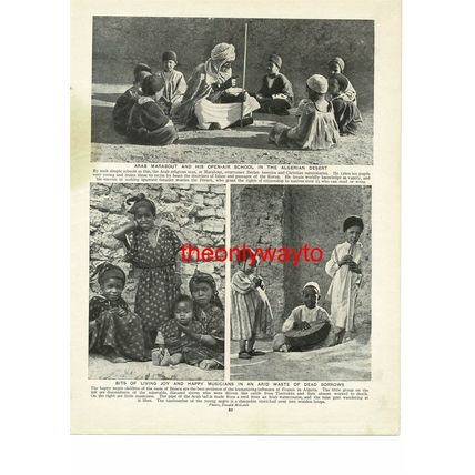 Musical Children & Desert School, Algeria, Book Illustration (Print), c1930