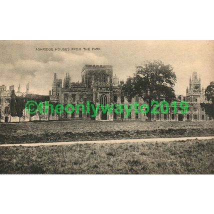Ashridge Houses from the Park, Herts, Dickens Postcard