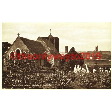 St Martins Church & Canterbury Cathedral, Kent, Valentines Photo Brown Postcard