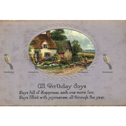 All Birthday Joys, Antique Postcard