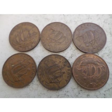 UK / GB - 30 - 1/2d (half penny) coins - dated 1966