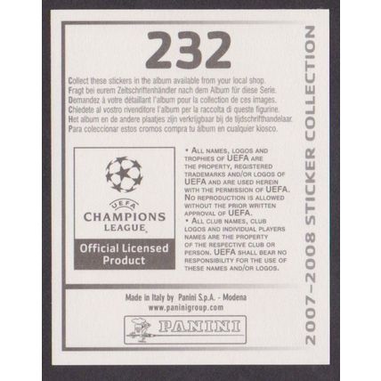 Panini Stickers - Champions League 2007-08 #232 Rio Ferdinand (Man Utd FC)