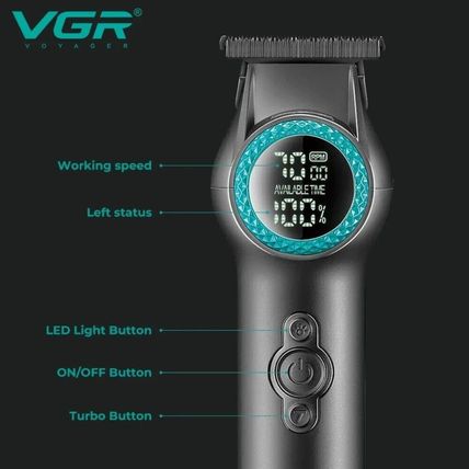 VGR Professional Hair Trimmer V-990 8000RPM LED Spotlight USB Type-C Charging