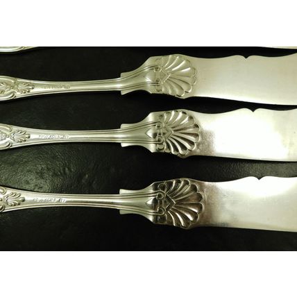 4 Pair Silver Plate Fish Knives & Forks Bearing Queen Victorias Cypher Wilkinson
