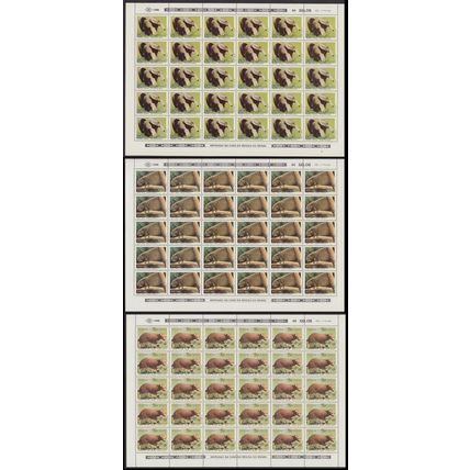 Brazil Endangered Mammals 3v in Full sheets 1988 MNH SG#2317-2319 MI#2259-2261