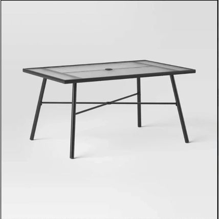 Glass Rectangle 6 Person Outdoor Patio Dining Table Black - Room Essentials