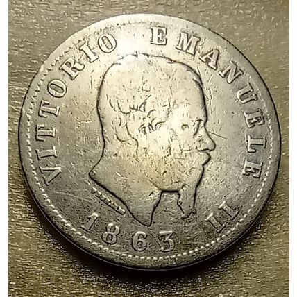 KINGDOM OF ITALY - 1 LIRA 1863 - MINT OF TURIN