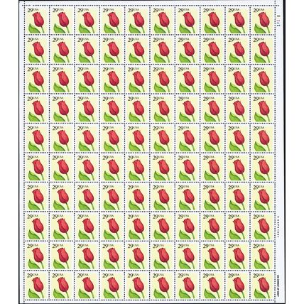 Red Rose 29 Cent Sheet of 100 Postage Stamps Scott 2524