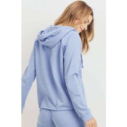 Women's French Terry Hood With V-neck Long Sleeve Top