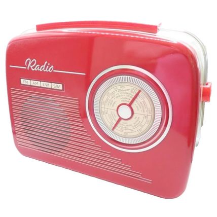 Red Radio Shaped Tin with 200 Grams Shortbread Biscuits 18.5 CM Food Gift