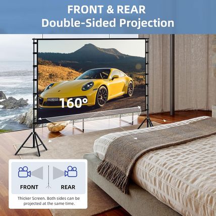 TOWOND Projector Screen and Stand, 150 Inch Indoor Outdoor Projection Screen, Po