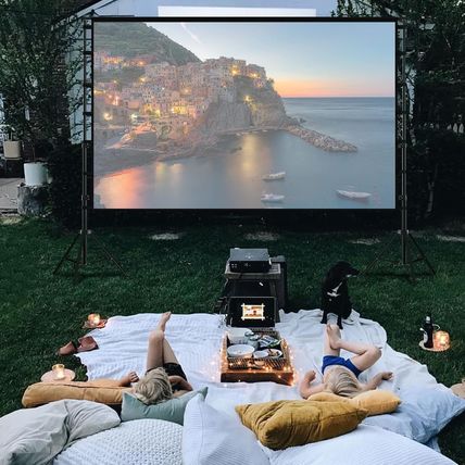 TOWOND Projector Screen and Stand, 150 Inch Indoor Outdoor Projection Screen, Po