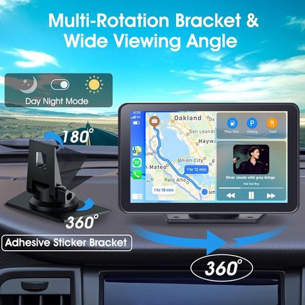 Wireless Carplay Screen for Car, 7" HD Portable Stereo Touchscreen with Apple Ca