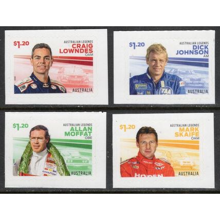AUSTRALIA: 2023 LEGENDS OF SUPERCARS, SET 4 MNH SELF-ADHESIVE STAMPS.