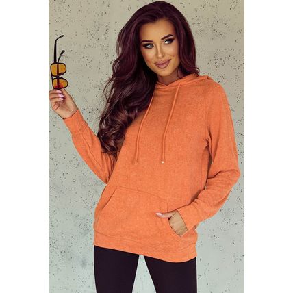 Orange Mineral Wash Kangaroo Pocket Drawstring Pullover Hoodie