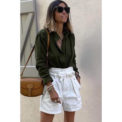 Jungle Green Crinkle Textured Button Up Long Sleeve Shirt