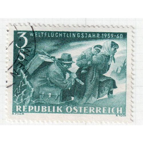 1960 AUSTRIA sg1352 3s DEEP BLUISH GREEN FINE USED (GAP1)