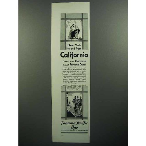 1930 Panama Pacific Line Cruise Ad - New York to and From California