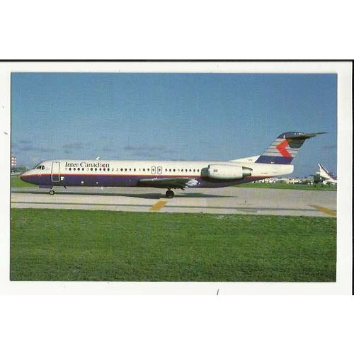 Aviation INTER-CANADIAN FOKKER F28-0100 Postcard by Buchair (8942)