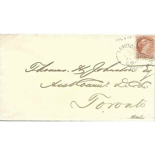 Canada " Small Queen #37iii London to Toronto ONT 1875 Perf 11.5 x 12
