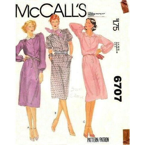 Vintage McCall's #6707 Misses Dress Pattern - Size 12