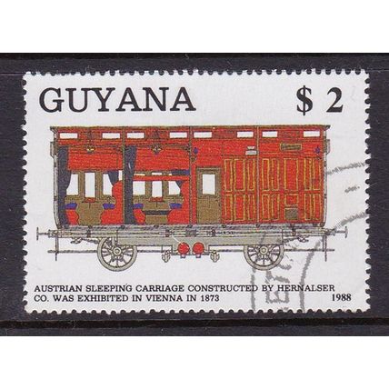 GUYANA 1989 RAILWAY TRAIN $2 VALUE USED