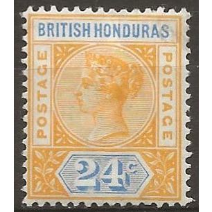 British Honduras 1895 SG60 24c Yellow & Blue Mounted Mint .