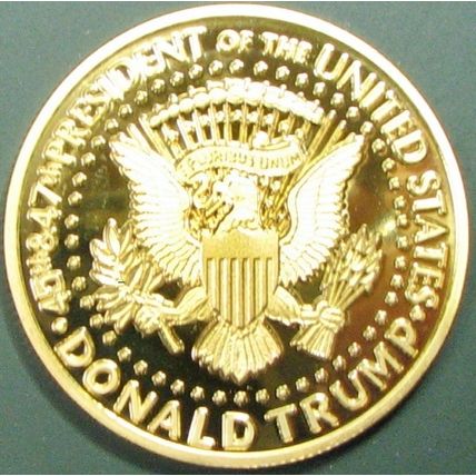 Trump, Fight-Fight-Fight. Challenge Coin. 1.5" Gold Tone. 93b.