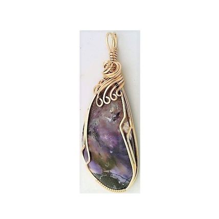 Tiffany Stone Jasper Gold Wire Wrap Gemstone Pendant 63