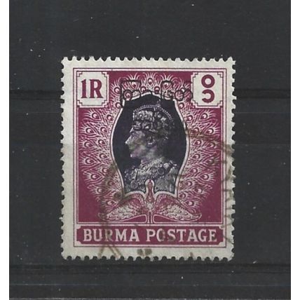 Burma.SG79 1r Violet and Maroon.Fine Used.Jul25a