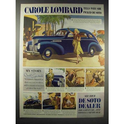 1938 DeSoto Cars Ad - Carole Lombard