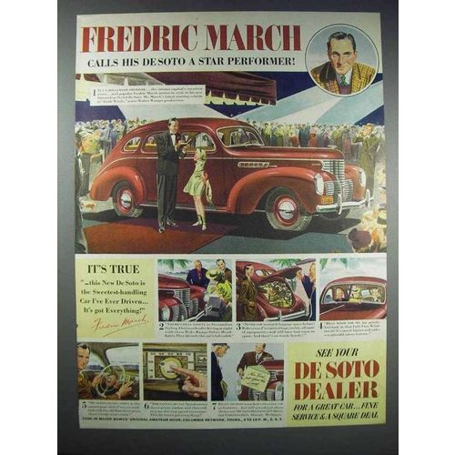 1938 DeSoto Cars Ad - Fredric March